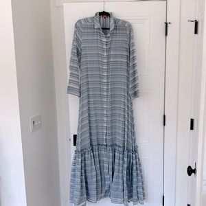 STAUD Blue and White long Maxi dress